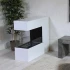 Three-sided freestanding bio ethanol fireplace in white