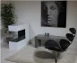 Three-sided freestanding bio ethanol fireplace in white