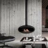 Icon Fires The ICONIC large black ceiling mounted bioethanol fireplace with a diameter of 90 cm